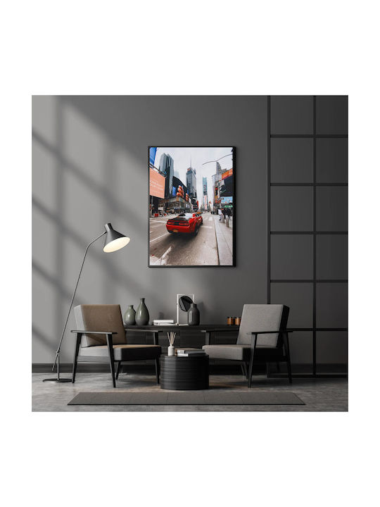 Панел Red Car В Градски Пейзаж Червена Колa В Градски Пейзаж 50x80