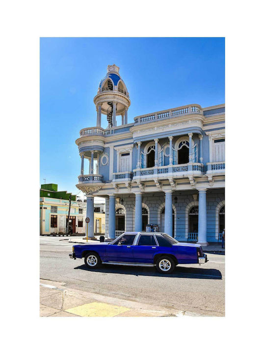 iLovePrints Classic Car In Front Historisches Gebäude Leinwand 50x80