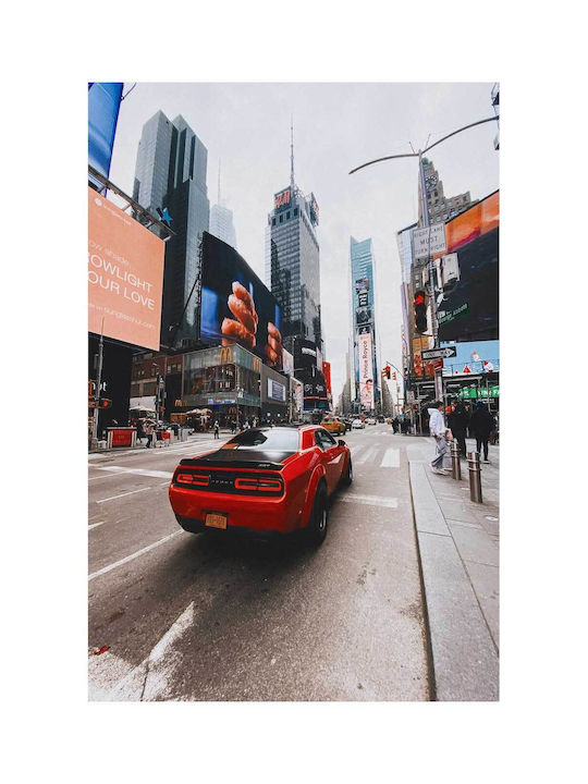 Панел Red Car В Градски Пейзаж Червена Колa В Градски Пейзаж 50x80