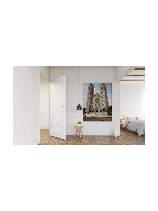 Панел Historic Cathedral Classic Car Исторически Катедрален Храм Класическа Колa 40x65