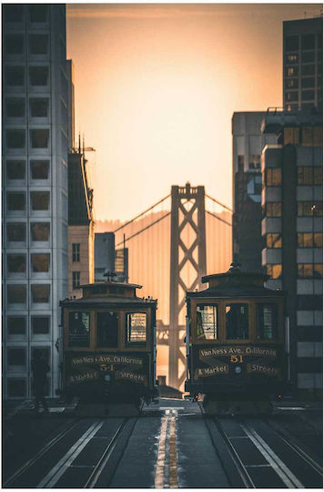 Πίνακας San Francisco Cable Cars At Sunset Τελεφερίκ Του Σαν Φρανσίσκο Στο Ηλιοβασίλεμα 40x65
