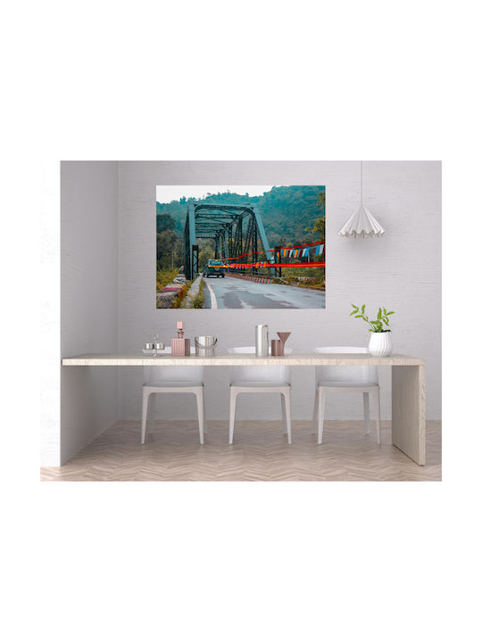Панел Car Crossing Bridge In Scenic Landscape Графичен Пейзаж 80x50