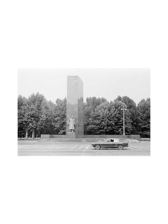 Πίνακας Monument Classic Car In Black White Μνημείο Κλασικό Αυτοκίνητο Ασπρόμαυρο 80x50