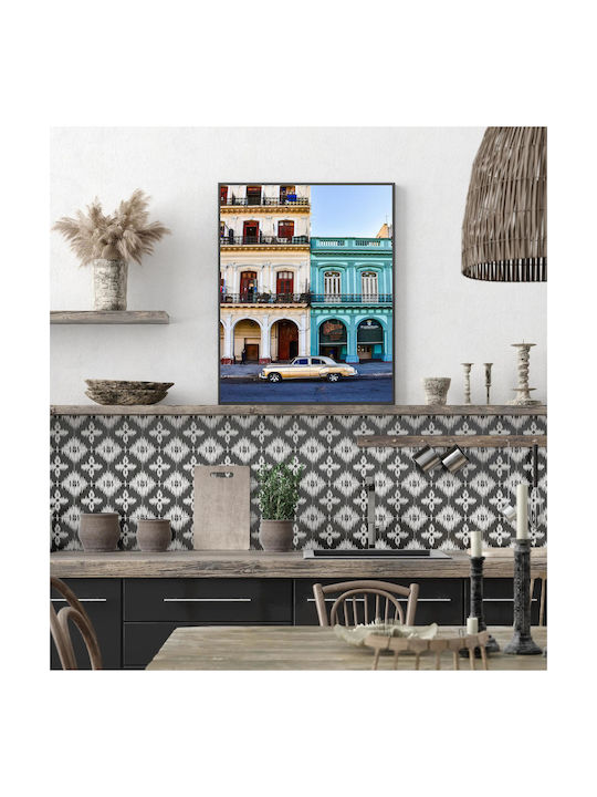 Panou Colorat Clădiri Vintage Mașină Clasică Multicoloră Vintage Clădiri Mașină Clasică 60x90