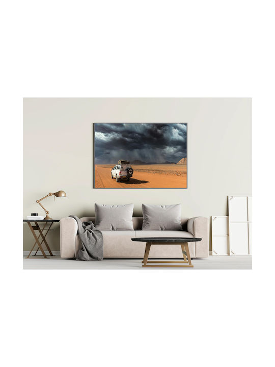 iLovePrints Gemälde Car In Desert Thunderstorm Auto In Der Wüste Sturm 80x50