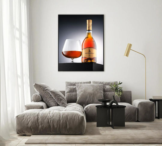 Gemälde Flasche Sarajishvili Brandy Glas 40x50