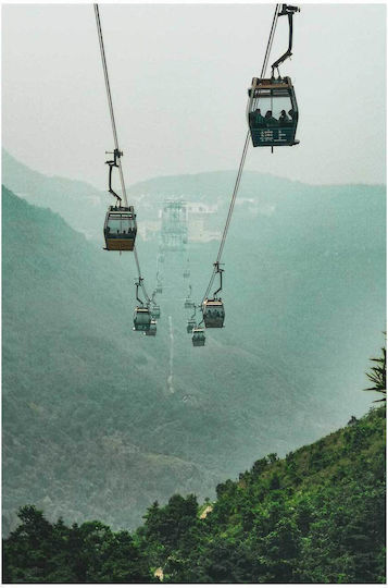 Πίνακας Cable Cars In Misty Mountains Τελεφερίκ Στα Ομιχλώδη Βουνά 40x65