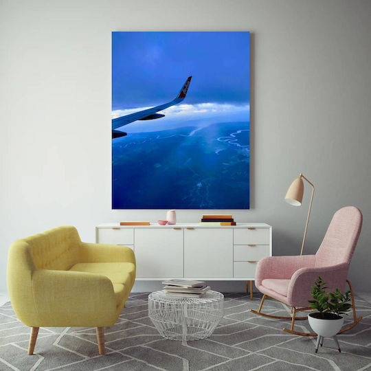 Painting Airplane Wing Over Scenic Landscape Wing Airplane Over Graphic Landscape 100x150