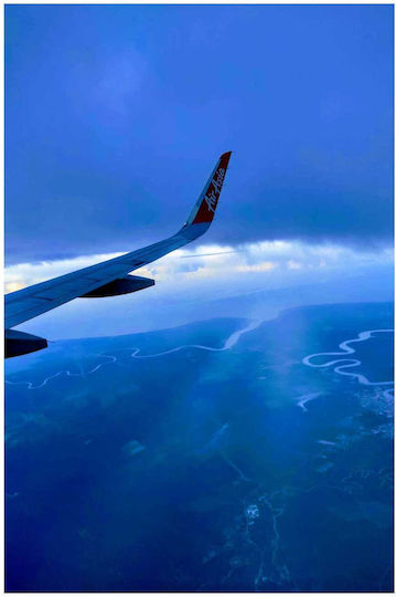 Painting Airplane Wing Over Scenic Landscape Wing Airplane Over Graphic Landscape 100x150