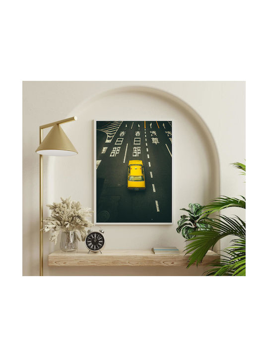 Πίνακας Yellow Car On Urban Road Κίτρινο Αυτοκίνητο Στον Αστικό Δρόμο 40x65