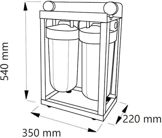 Aqua Filter Big Blue Συσκευή Φίλτρου Νερού Διπλή Κεντρικής Παροχής Διατομής 1'' BBPSCBLP10