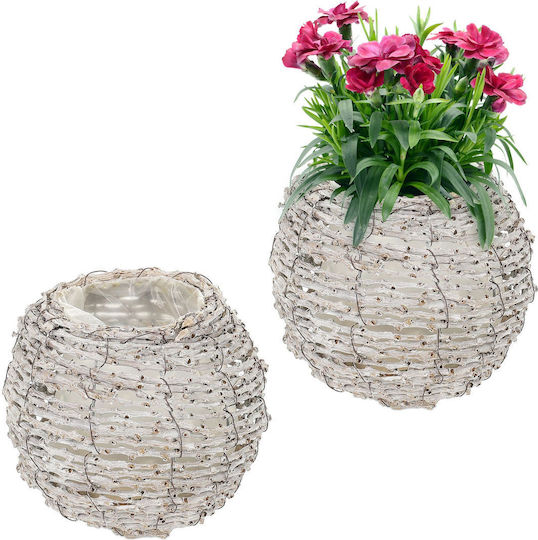 Relaxdays Set of 2 White Flower Pots Relaxdays Set of 2 White Flower Pots