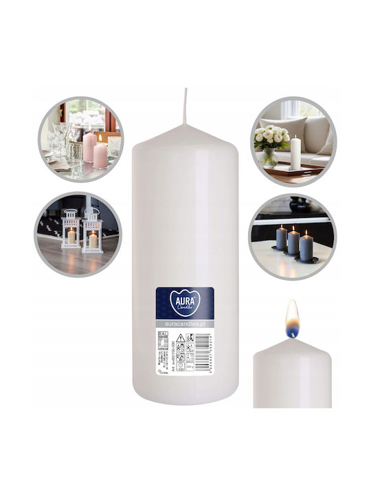 Aura Glass Decorative White Candle