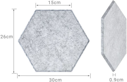 Set Self-adhesive Hexagonal Acoustic Panels Relaxdays Gray 0.9x26x30 Cm