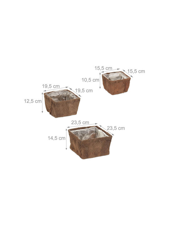 Relaxdays Set of 3 Beige Flower Pots