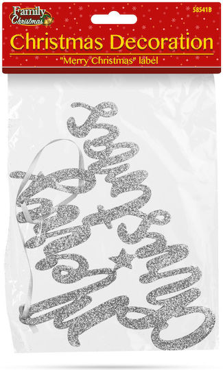 Decorațiune De Crăciun Merry Christmas Argintie 20 X 12 Cm Banner Decorativ