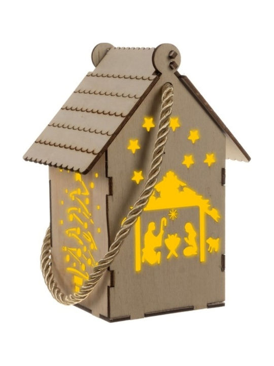 Casă Din Lemn Motif De Crăciun Led 14x7x10 Cm