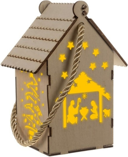 Casă Din Lemn Motif De Crăciun Led 14x7x10 Cm