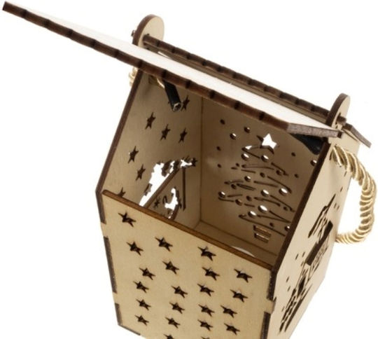 Casă Din Lemn Motif De Crăciun Led 14x7x10 Cm