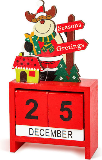 Christmas Calendar Made Mdf Wood 13.5x7x3.5 Cm Santa Claus Reindeer Snowman Design