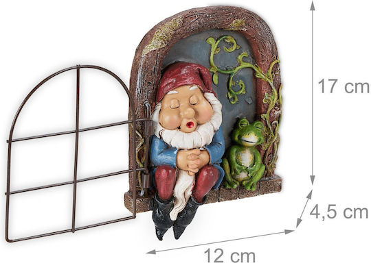 Relaxdays Спящо Джудже На Прозореца Синьо Кафяво Червено 17x4.5x12 См