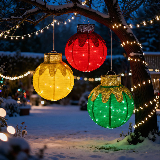 Decoratiune Luminoasă Glob De Crăciun 60 Led 83 Cm Aurie Alb Cald Iluminare