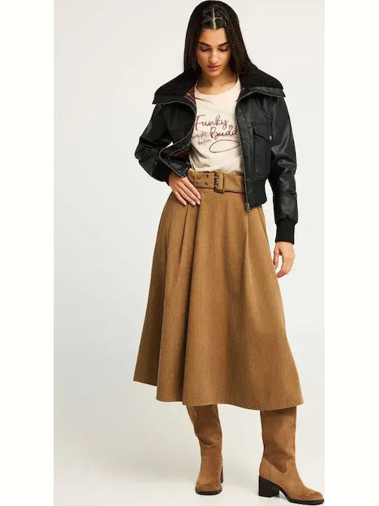 High-waisted Midi Skirt Hazelnut
