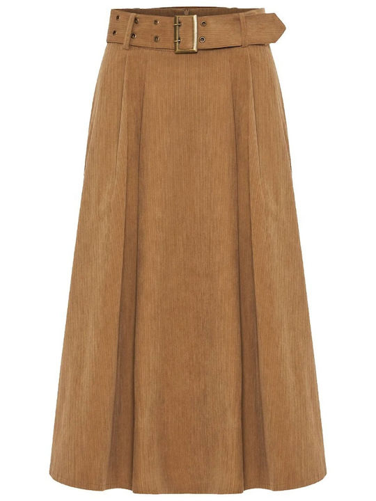 High-waisted Midi Skirt Hazelnut