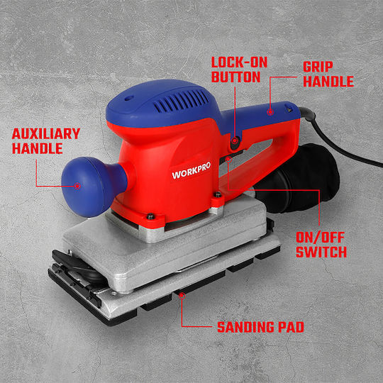 WorkPro Schwingschleifer 320W mit Staubabsaugsystem