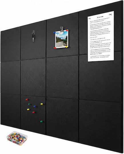 Relaxdays 12x Selbstklebende Filzquadrate Schwarz 30x0,9x30 Cm