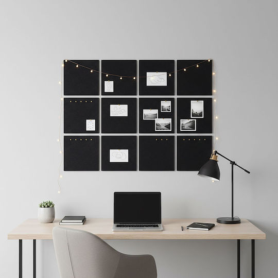 Relaxdays 12x Self-adhesive Felt Squares Black 30x0.9x30 Cm