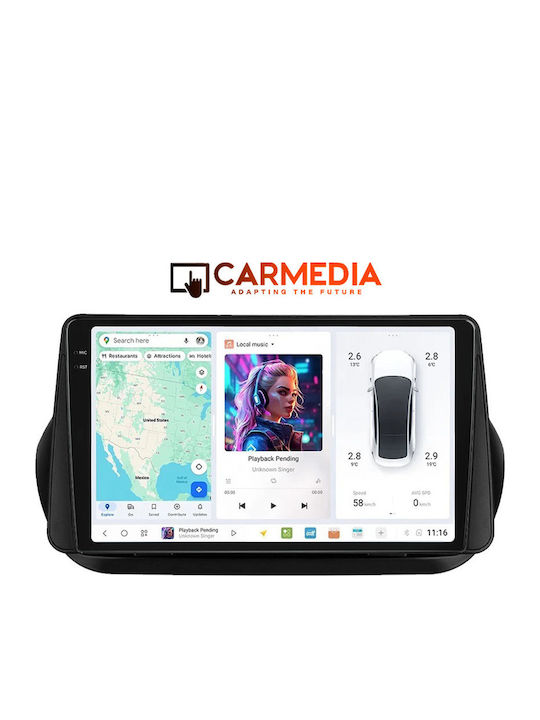 Carmedia Car Audio System for Peugeot Bipper 2008-2018 (Bluetooth/USB/AUX/WiFi/GPS/Apple-Carplay/Android-Auto) with Touch Screen 9.5"