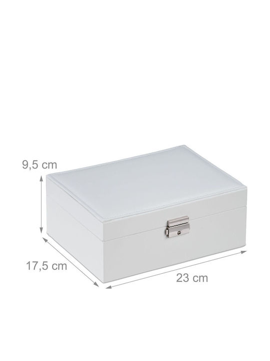 Relaxdays Jewellery Box White 9.5x23x17.5cm