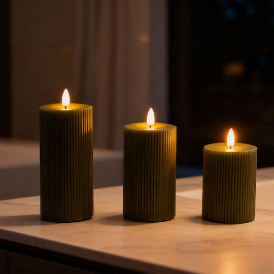 Relaxdays Dekoratives Tischlicht LED Wachs-Politur 3 Stück