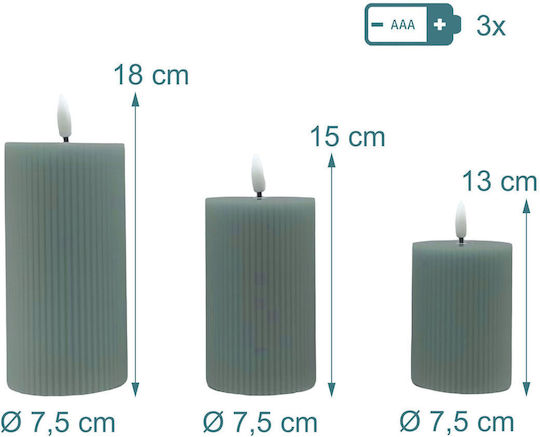 Relaxdays Dekoratives Tischlicht LED Wachs-Politur 3 Stück