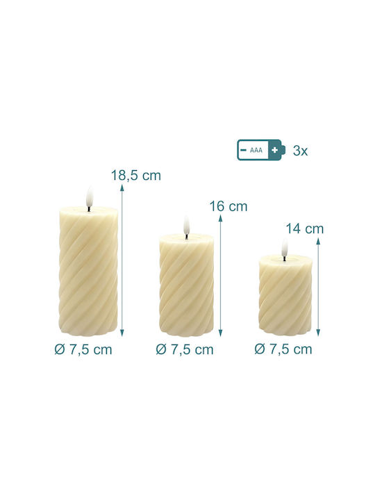 Relaxdays Lampa Decorativă LED Lumânare 3 Buc 18.5x7.5 cm