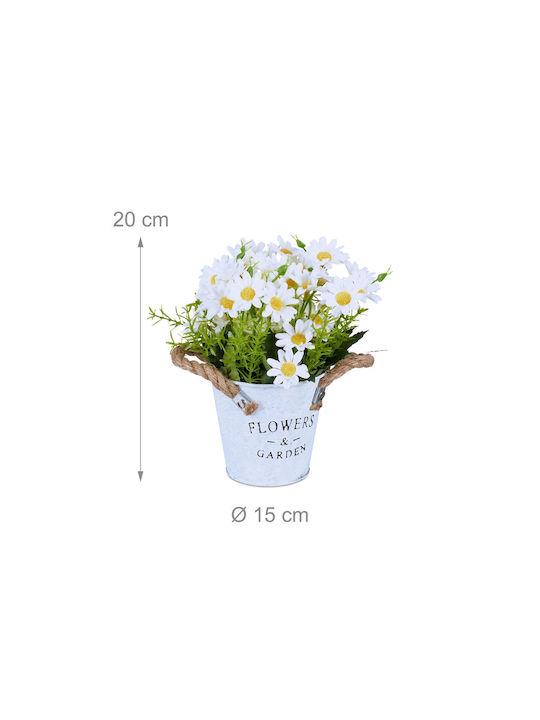 Relaxdays 3 Buchete Artificiale În Ghivece Alb Galben Roz 20x15x15 Cm