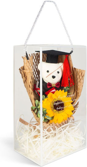 Abschlussgeschenk Teddybär Sonnenblume In Transparentem Karton 26 × 10,5 × 14 Cm Dekorative Geschenkbox Abschlussgeschenk Teddybär Sonnenblume In Transparentem Karton 26 × 10,5 × 14 Cm Dekorative Geschenkbox