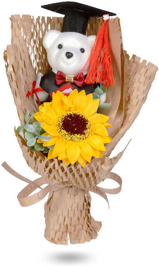Graduation Gift Teddy Bear Sunflower In Transparent Box 26 × 10.5 × 14 Cm Decorative Gift Box