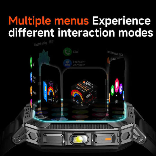 Microwear AK86 Smartwatch с Пулсометър (Черен Стомана)