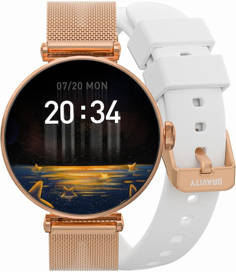 Smartwatch Gravity Rose Gold White 2 Straps Gt26-2