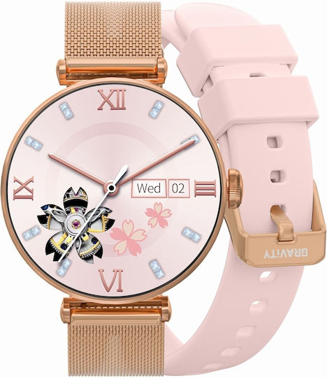 Smartwatch Gravity Smartwatch Rose Gold Pink 2 Straps Gt26-1
