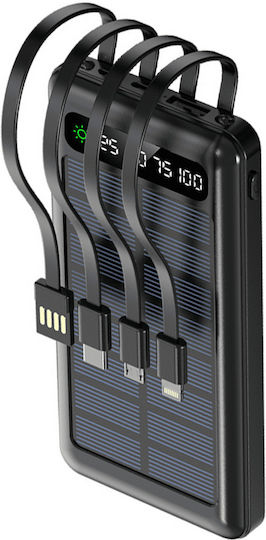 Setty SLR-100 Ηλιακό Power Bank 10000mAh με Θύρα USB-A Μαύρο