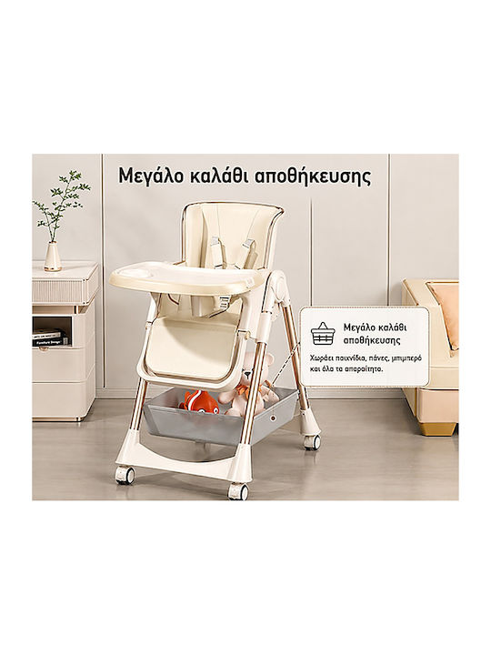 Αναδιπλούμενο Καρεκλάκι Φαγητού με Ρυθμιζόμενο Ύψος Ροζ
