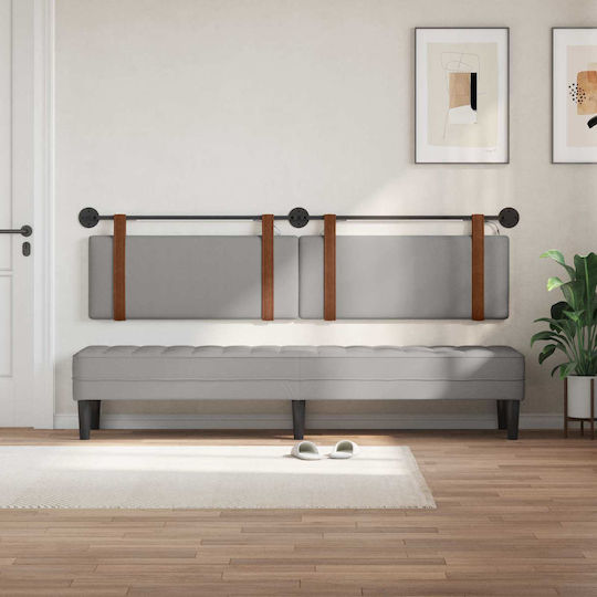 vidaXL Leather Gray Bed Headboard Cushion 210x55cm