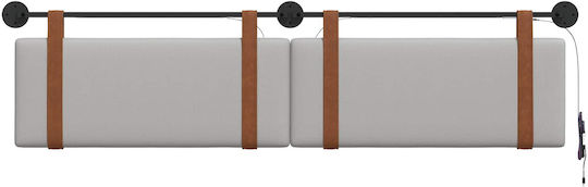 vidaXL Leather Gray Bed Headboard Cushion 210x55cm