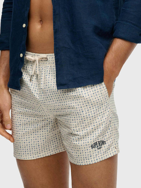 Stud Men's Swim Shorts White with Patterns