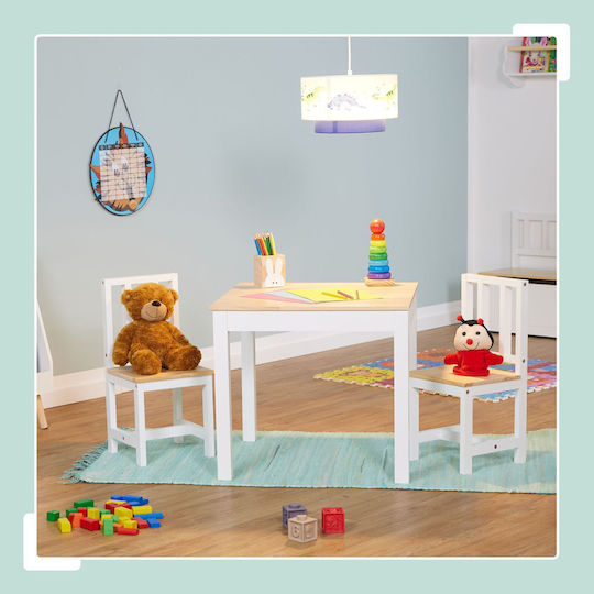 Relaxdays Kinder Tische Set mit Stühlen Weiß Relaxdays