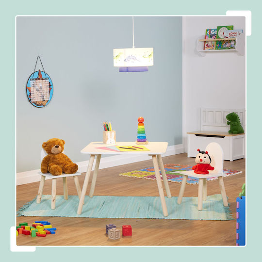 Relaxdays Kinder Tische Set mit Stühlen Weiß Relaxdays