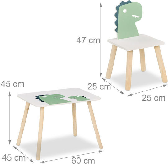 Kids Table Set with Chairs White Relaxdays